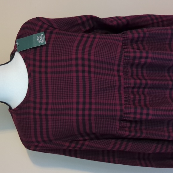 NWT Wild Fable Jumper Plaid Long Sleeve Dress MEDIUM Red Black Pockets - Picture 3 of 16